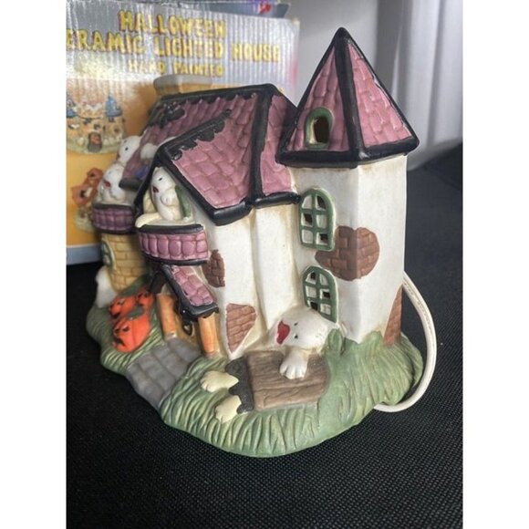 Vintage Halloween Haunted House Ceramic Mansion Light Up Ghosts Spooky BULB - Picture 5 of 12